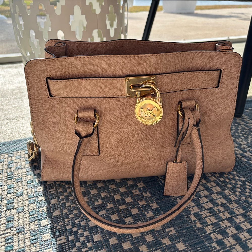 Michael Kors Tan Leather Hamilton Satchel Bag